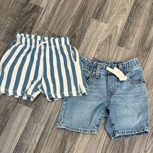 Zara Kids Blue Striped shorts and Gap Denim Shorts